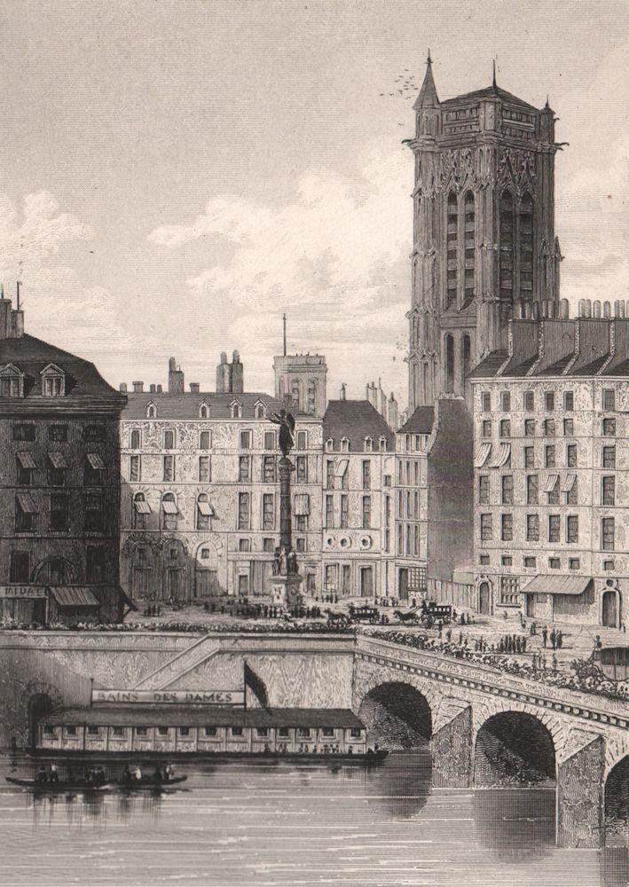 PARIS. Place du Chatelet (prise du Quai de l'Horloge). BICKNELL 1845 old print